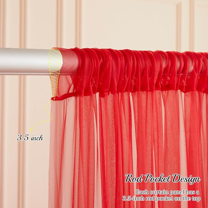 20ft X 10ft Red Tulle Backdrop Curtain - Image 5