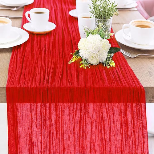 1-Pack Red Cheesecloth Table Runners – 10FT Boho Rustic Gauze Fabric Cheese by Unknown