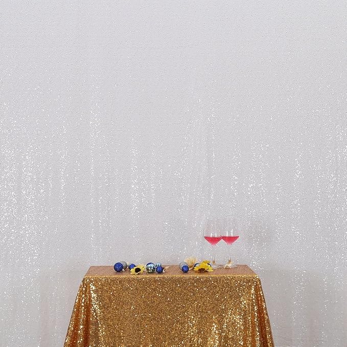 Poise3EHome 8FT x 8FT White Sequin Photography Backdrop Curtain - Image 7