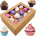 BAKELUV Brown 12 Cupcake Boxes, Cupcake Containers | 13x9.5x4, 25 Pack | 12 by BAKELUV