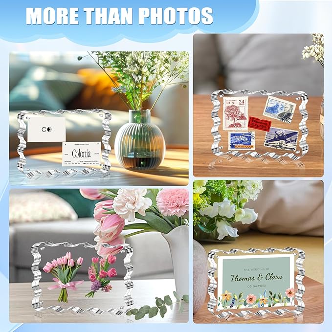 Aheroi 5x7 Acrylic Photo Frames, 3 Pack Clear Picture Sign Holder Freestanding - Image 6