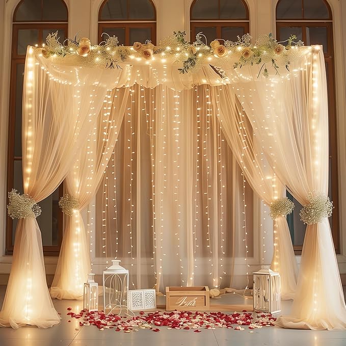 10ft x 7ft Champagne Chiffon Backdrop Curtain - Image 6