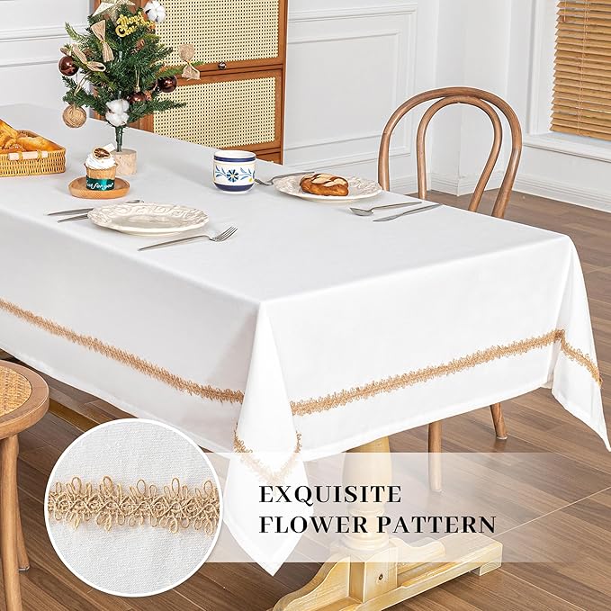 MYSKY HOME Rectangular Table Cloth, Waterproof, Soft Cotton/Polyester Blend - Image 2