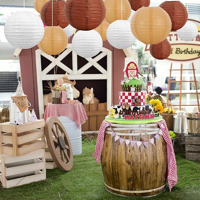 BEISHIDA 16 Pcs Brown Mix Paper Lanterns, Hanging Decorative Chinese Japanese - Image 6