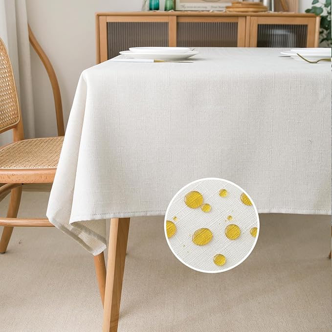 NLMUVW White Linen Table Cloth for Rectangle by NLMUVW
