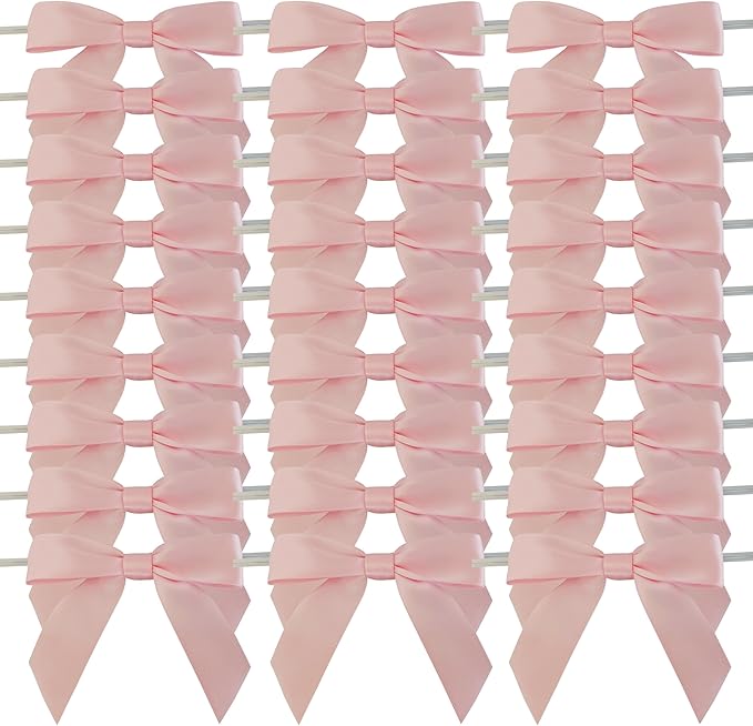50pcs 3-1/2" Light Pink Satin Ribbon Bows - Image 2