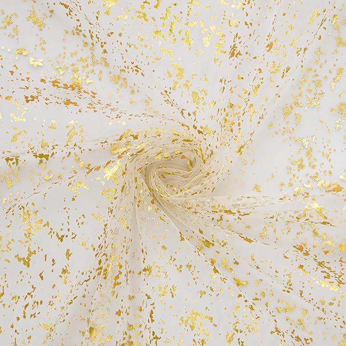 Artoid Mode Beige Gold Gauze Table Runner 120 Inch 10FT, Glitter Metallic Foil - Image 5