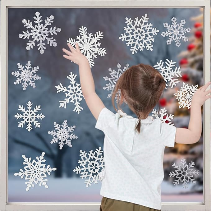 Winter Snowflake Cutouts Glitter Paper Snowflake Decorations - Image 7