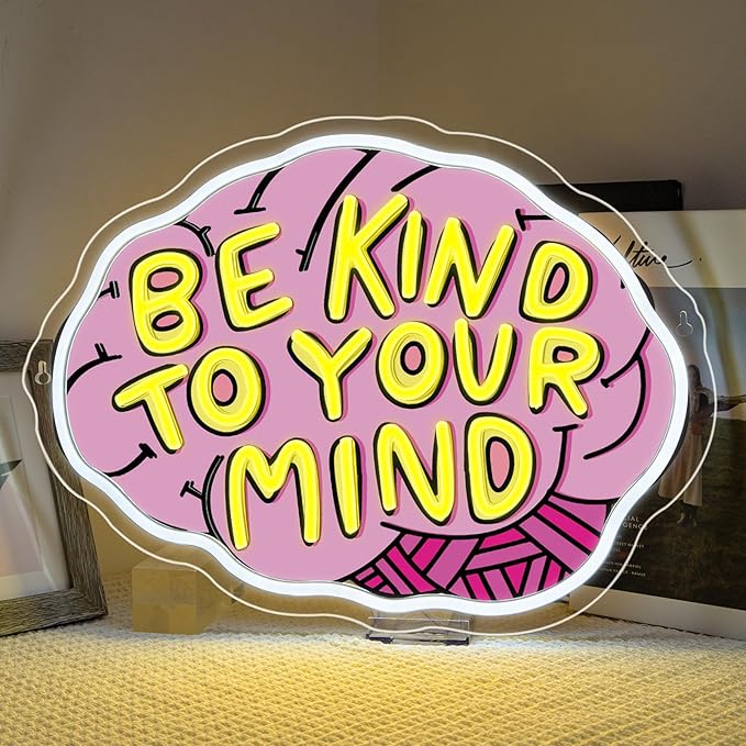 Lucunstar Be Kind To Your Mind Neon Sign Brain Neon Signs Dimmable Led by LUCUNSTAR