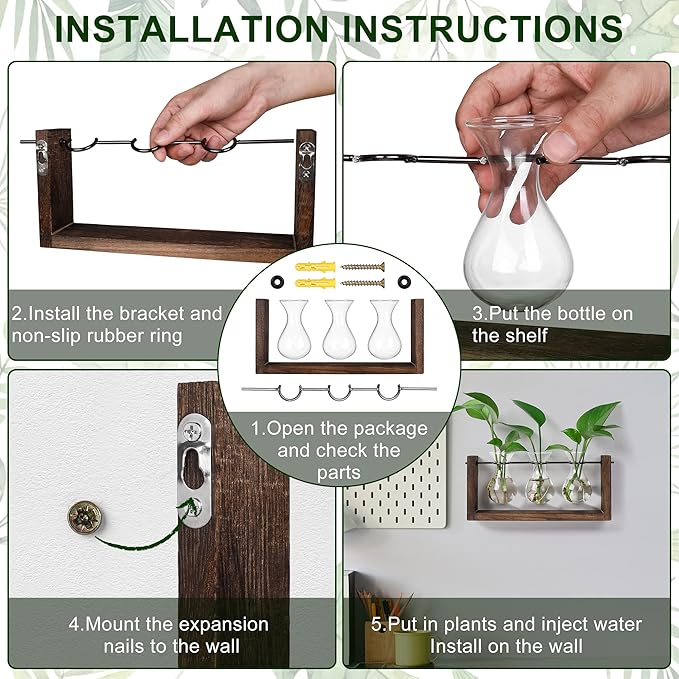 YIBOT Wall Hanging Planter Propagation Station, Plant Terrarium - Image 2