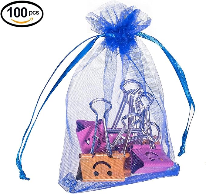 Wudygirl 100pcs 5X7 Blue Organza Bags - Image 3