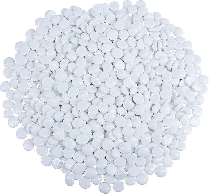 Galashield Flat Glass Marbles for Vases White Glass Gems Beads Pebbles Vase by Galashield