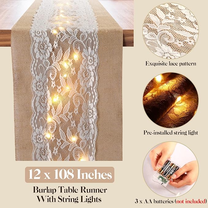 Tudomro 6 Pcs Burlap Table Runner - Image 3