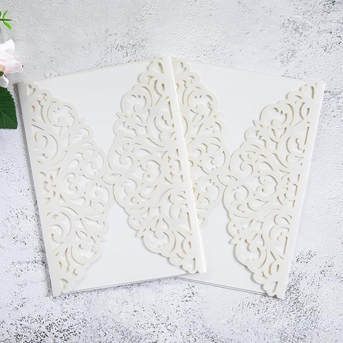 20Pcs Ivory Laser Cut Invitation Cards - Image 3