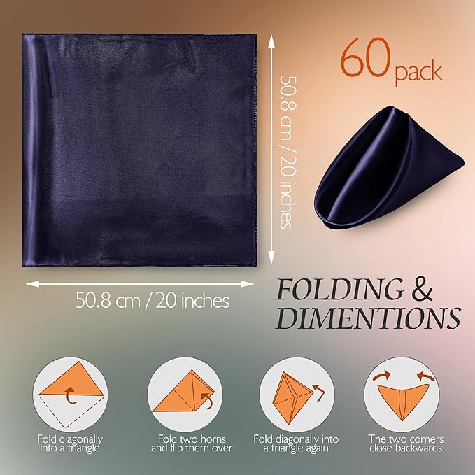 Manyshofu 60 Pieces Purple Satin Napkins - Image 4