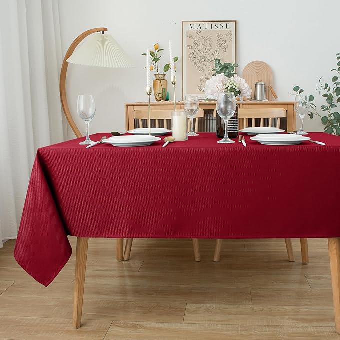 Biscaynebay Textured Fabric Christmas Table Cloth Rectangle 60x84 Inches - Image 6
