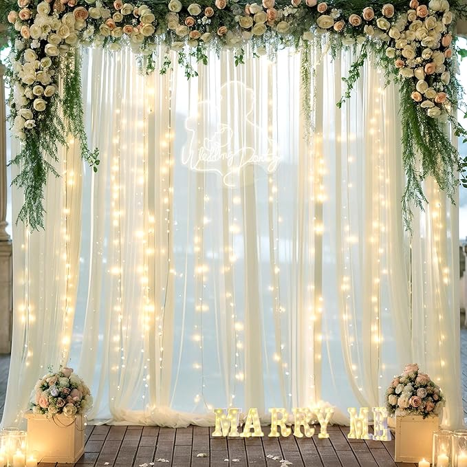 Ivory Sheer Backdrop Curtains - Image 5