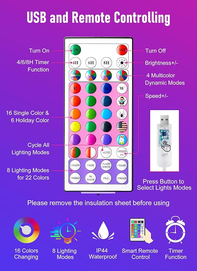 Moonflor 10FT Fairy Lights Color Changing - Image 5