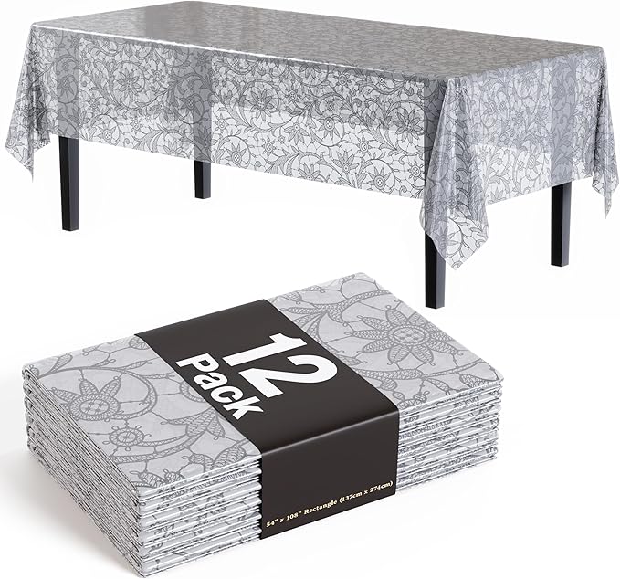 Exquisite Lace Table Cloth Rectangle Table Plastic 12-Pack Lace Tablecloth by Exquisite
