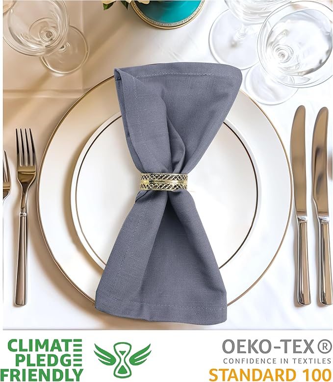 Urban Villa Dinner Napkins Solid Grey Color Cloth Napkins Oversized 20x20 - Image 3