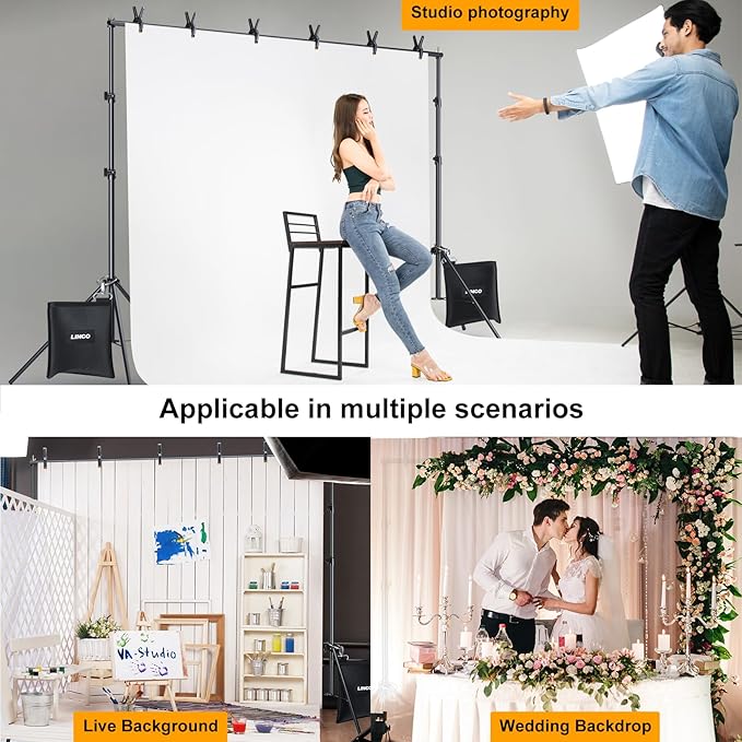 LINCO Backdrop Stand for Parties Kit 10x7 ft Adjustable Back Drop Photography - Image 6