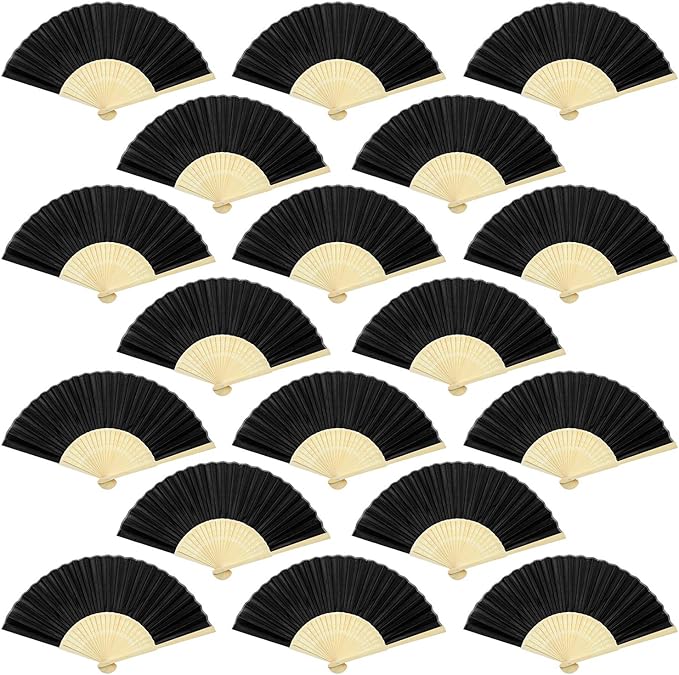 Aneco 18 Piece Black Handheld Fans by Aneco