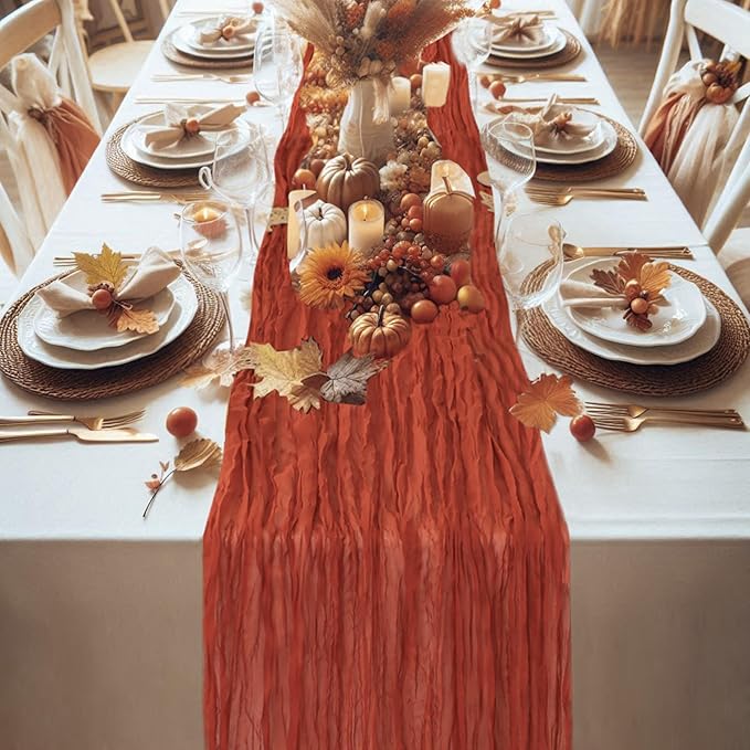 Snowkingdom 6PCS 13Ft Terracotta Cheesecloth Table Runner Bulk, 160inch Long - Image 3