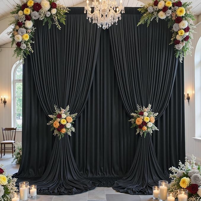 40x12ft Wrinkle Free Black Backdrop Curtain - Image 3