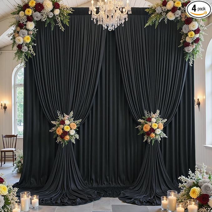 20x12ft Wrinkle Free Black Backdrop Curtain by ENJOYYOURPARTY