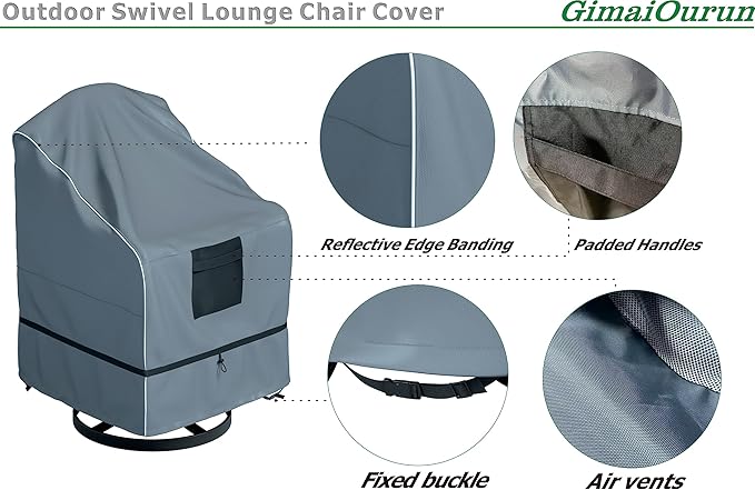 Outdoor Swivel Lounge Chair Cover 4 Pack, Waterproof Heavy Duty - Image 4