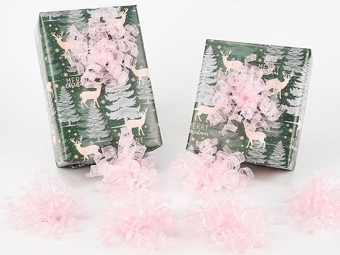 HUIHUANG Pink Bows for Gift Wrapping Pink Curly Gift Bows 5 inch x 8 Counts by HUIHUANG