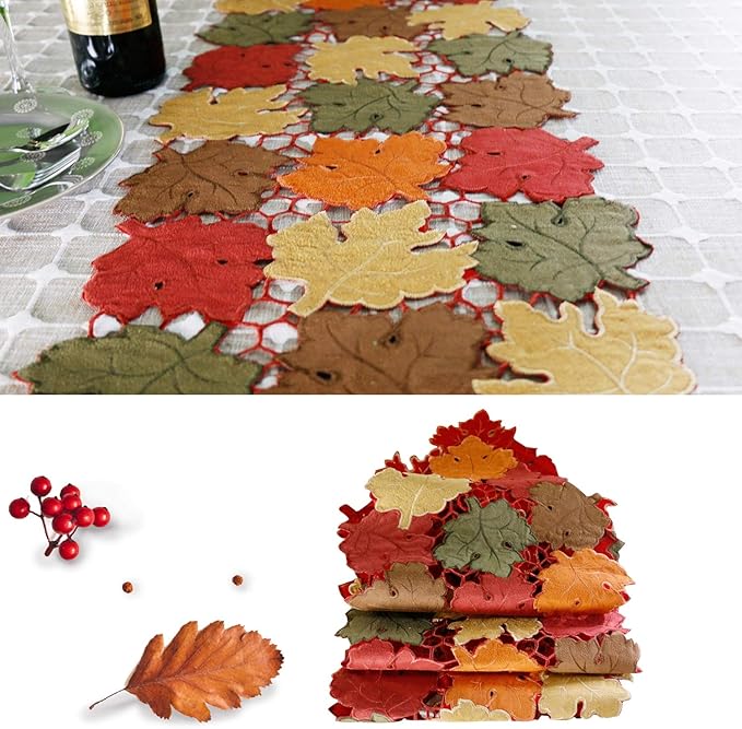 OWENIE Fall Table Runner 36 Inches Long, Short Small Thanksgiving Table Runner - Image 6