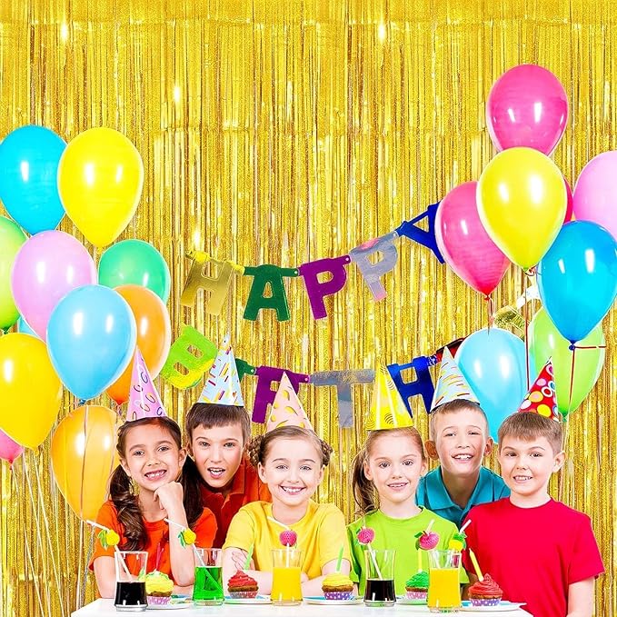 3 Pack Gold Foil Fringe Curtain, Birthday Backdrop Bachelorette Party - Image 5