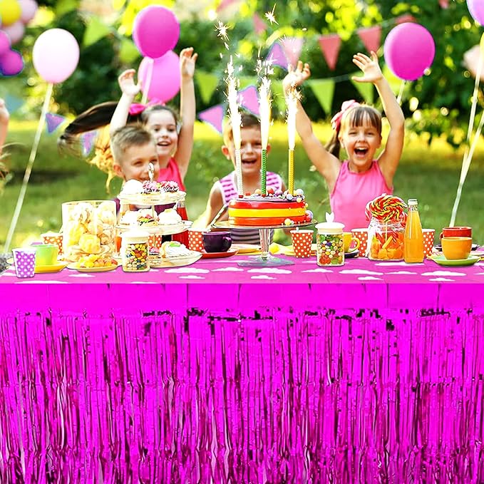 4 Pack 29x108 Inch Metallic Foil Fringe Tinsel Table Skirts - Image 4