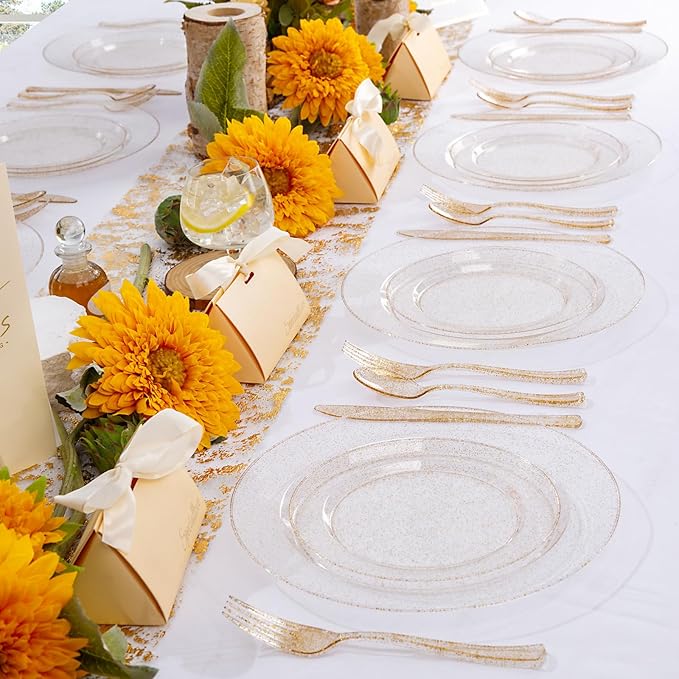 WDF 200PCS Gold Plastic Plates - Image 8