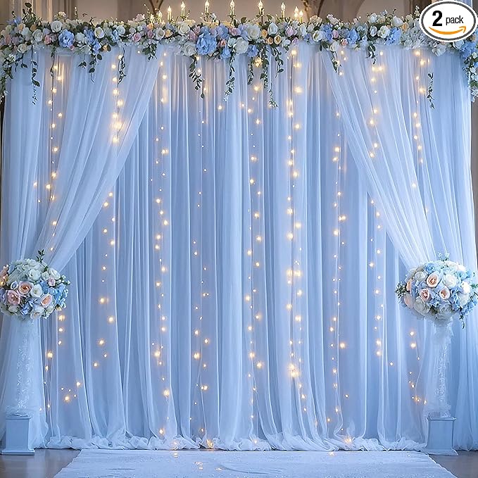 Blue Tulle Backdrop Curtains by Suppromo