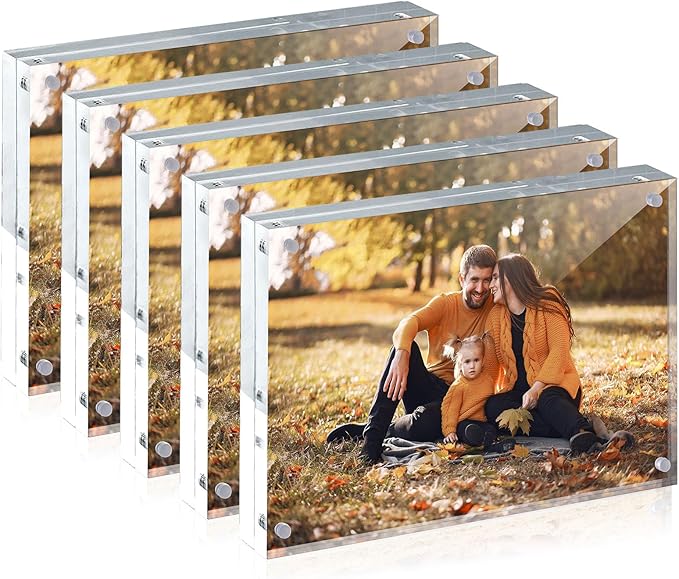 JOHOUSE 5 Pack 5 x 7 Acrylic Picture Frames, Double Sided Magnetic Photo Frames by JOHOUSE