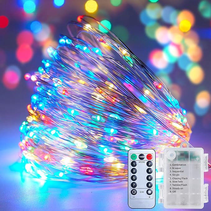 Minetom 66Ft 200 LED Outdoor String Lights, Fairy Lights Battery Operated - Image 9