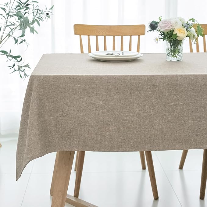 maxmill Linen Texture Tablecloth Water Resistance Antiwrinkle Spillproof by maxmill