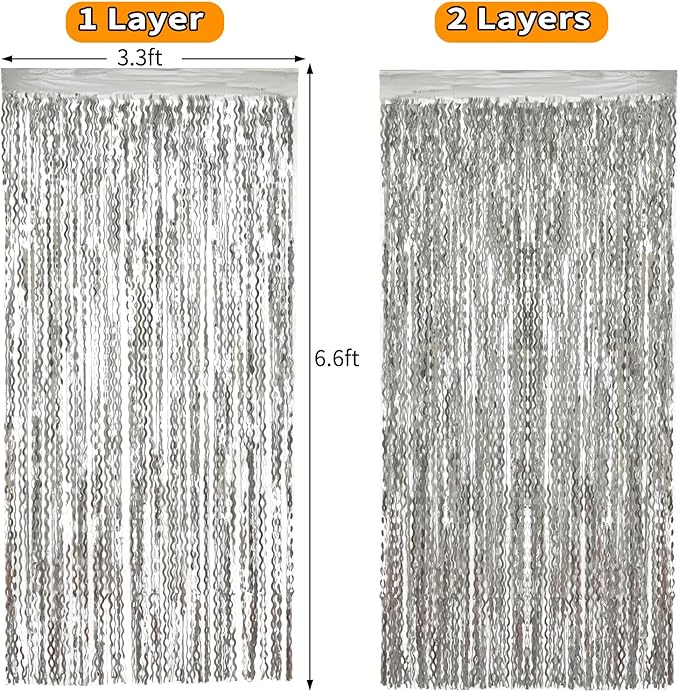 4 Pack 3.3x6.6ft Silver Foil Fringe Backdrop - Image 6