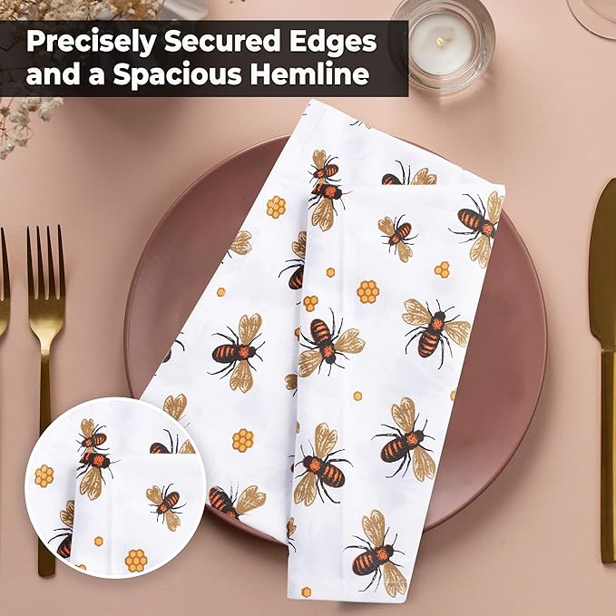 Urban Villa Dinner Napkins Honey Bee Print Cloth Napkins Oversized 20x20 Inches - Image 6