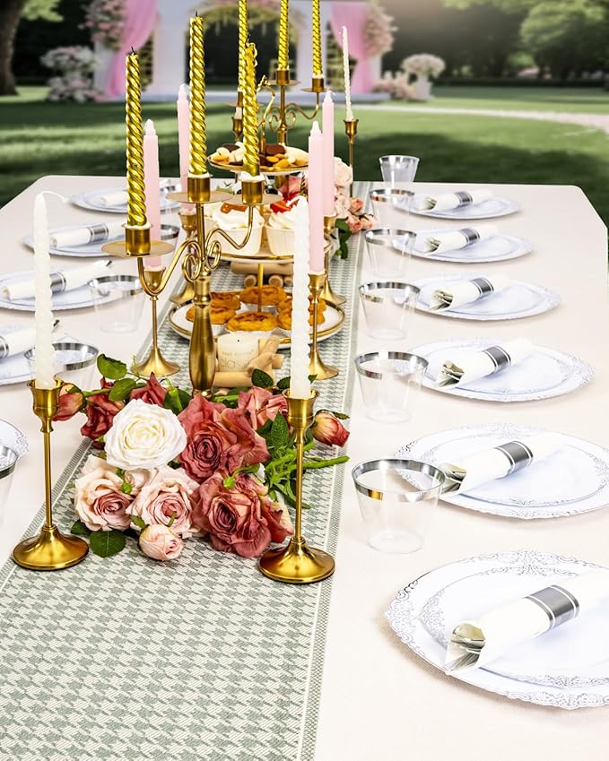 Goodluck 350 Piece Silver Plastic Dinnerware Set - Image 6