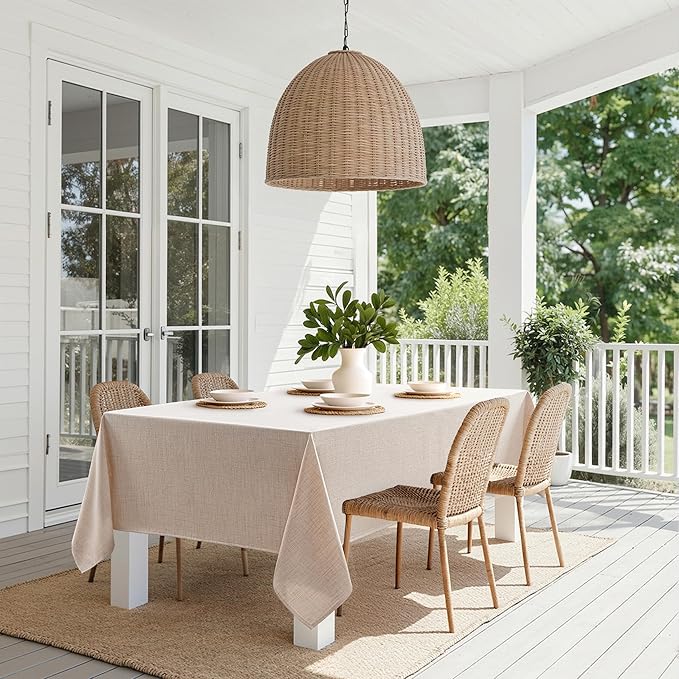 MIULEE Natural Linen Tablecloth 52x70 Inch Rectangle Table Cloth Waterproof - Image 8