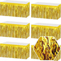 6 Pack 29 x108 Inch Gold Wave Foil Fringe Table Skirts Metallic Banner by Ferwzsr