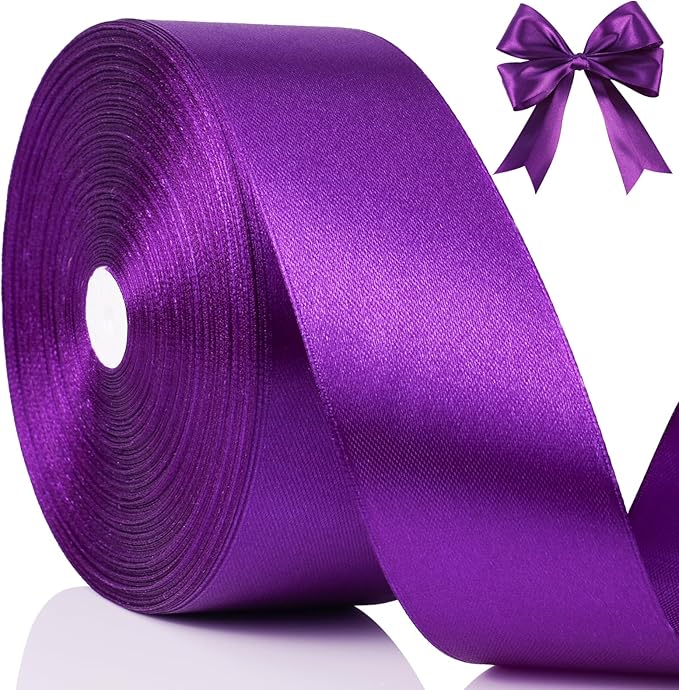 NESCCI 100 Yards Ribbon, 1-1/2 Inch Purple Satin Ribbon, Single Face Satin by NESCCI