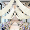 4 Panels Ivory Ceiling Drapes for Wedding 5ftx20ft Sheer Drapery Chiffon Fabric by REWOMC