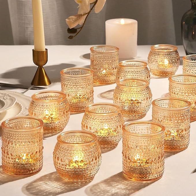 36ps Votive Candle Holders, 2x2.5inchs Gold Tea Light Candle Holders Glass by TRIRITE
