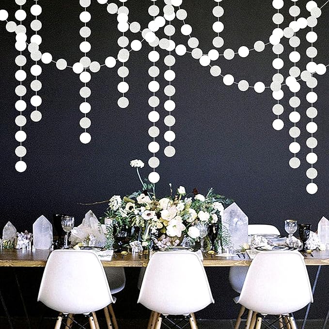 Glitter Silver White Party-Decorations Streamers - 52Ft Birthday Hanging Paper - Image 4