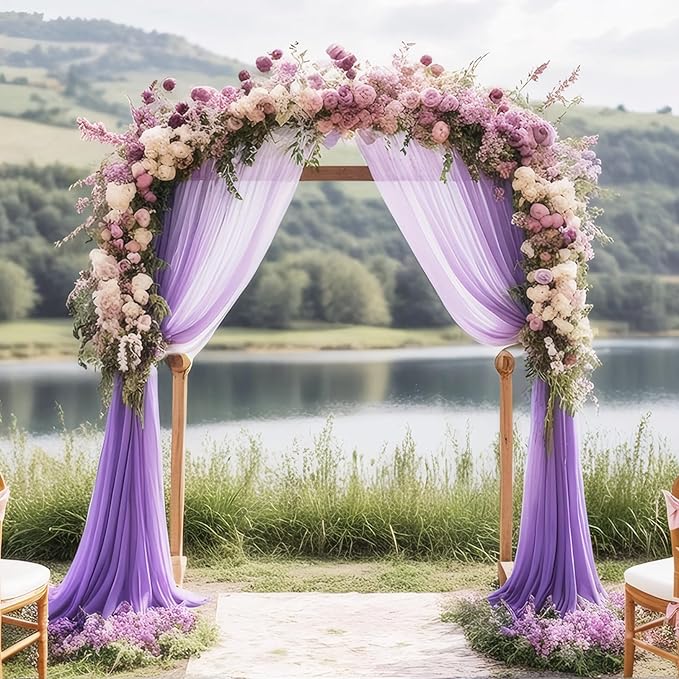 DUOBAO Lavender Chiffon Backdrop Curtain-2 Panels 29"x120" Wide 74cm by 300cm - Image 6