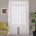 Sheer Curtains Gold 95 Inches Long, Embroidered Wave Diamond Window Treatments by MYSTIC-HOME
